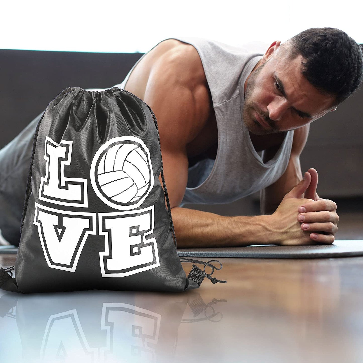 Shappy 20 Pcs Drawstring Bags Bulk Volleyball Cinch Backpack Sport Gifts Bags for Teen Girls, Men Women, 13 x 17 Inch