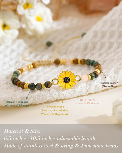 Tarsus Sunflower Gifts for Women Teens– Symbol of Positivity, Strength & Love, Gift for Birthday, Christmas, or Thank You Occasion, Sunshine Sunflower Bracelet for Friends Coworkers Daughter...