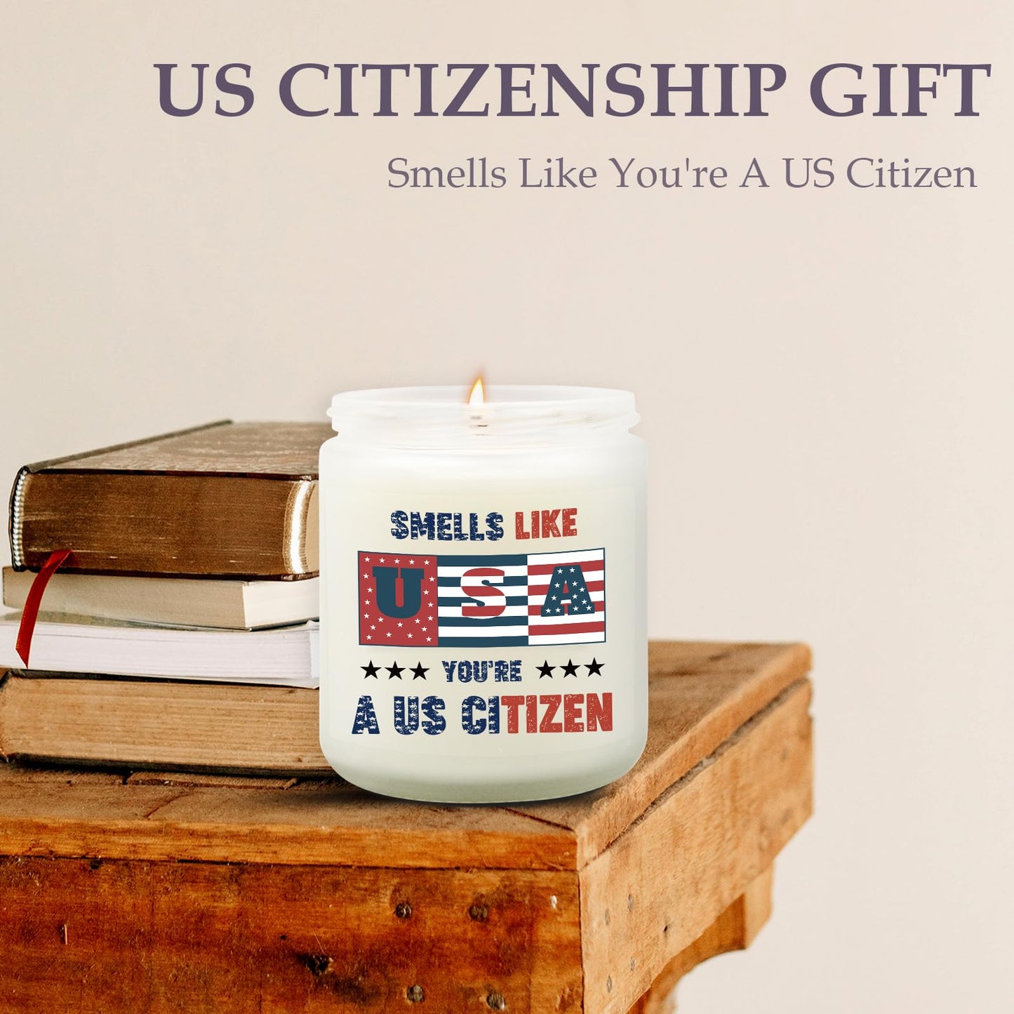 New American Citizen Gifts, Candle Gift for a New US Citizen, US Citizenship Gift for Women Men, Cool Gifts for American Citizenship, Flag Day Candle, Christmas Congratulations Present