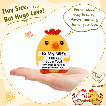 Mothers Day Wife Present from Husband, Wife Birthday Gifts Idea, Wife's Anniversary I Love You Gifts from Husband, Mother's Day Romantic Couples Present, Funny Handmade Crochet Chicken Wife's Gift