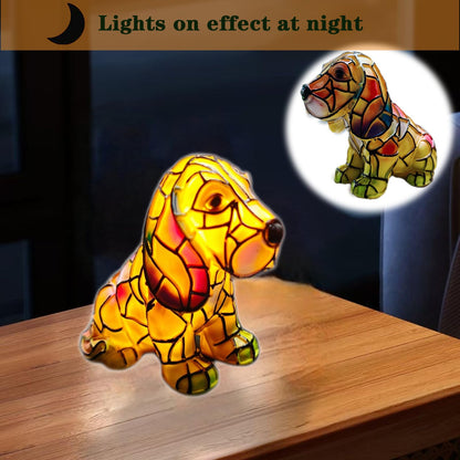 Neioaas Basset Hound Lamps - Retro Dogs Stained Resin Tabletop Night Light, Dog Series Art Night Light, 3D Cute Pet Dogs Themed Lamp LED Table Lamps, Fun Gift for Dog Lovers