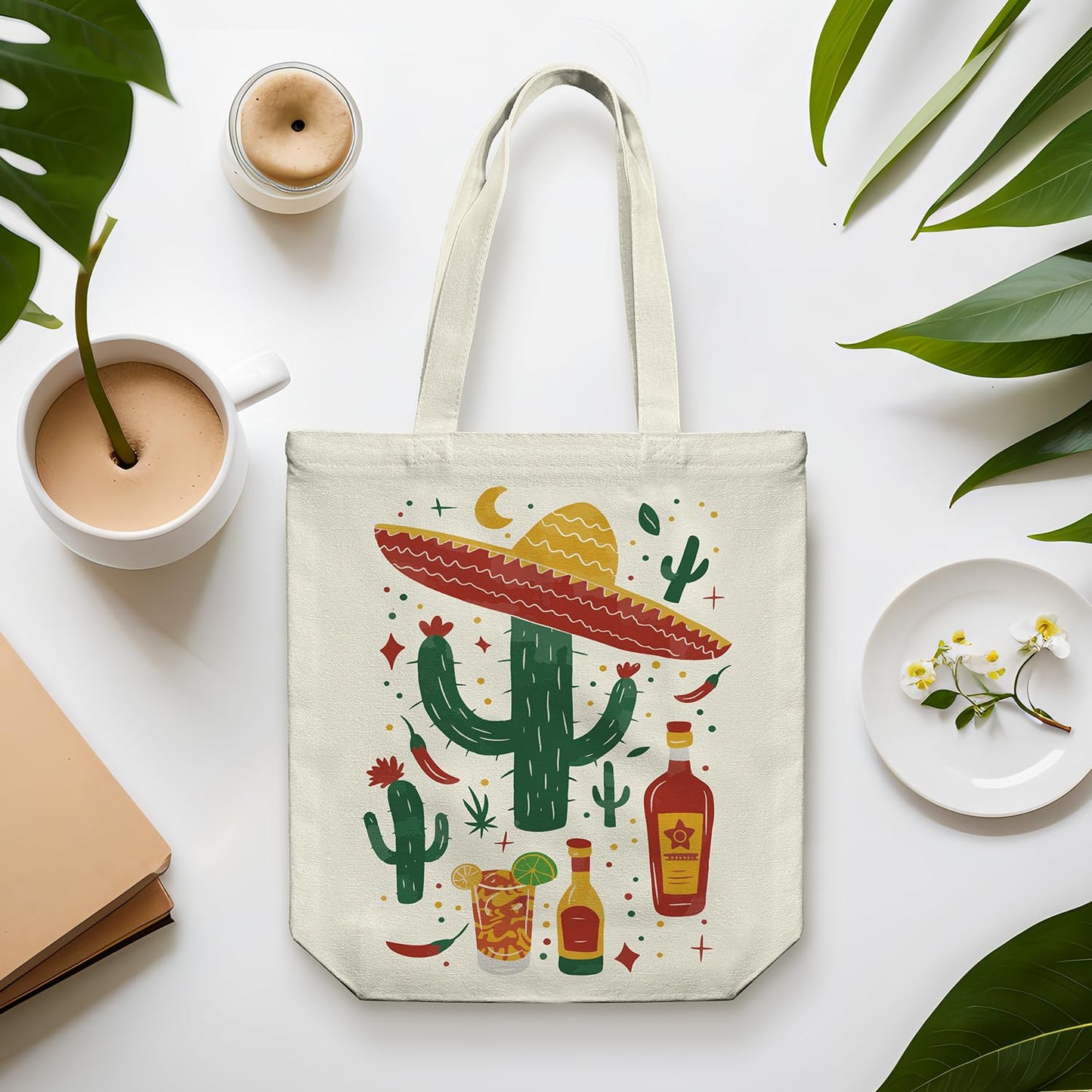 itgowisa Canvas Tote Bag for Women, Aesthetic Tote Bag with Zipper Pocket for Grocery Travel Work Gift, Canvas Shopping Bag