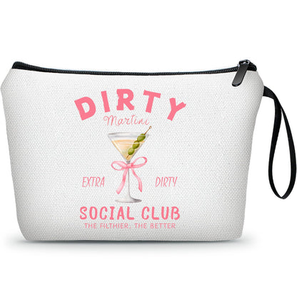 Dirty Martini Gift Cocktail Funny Unique Birthday Drink Accessories for Women Female Coworker Friend Sister Bartender Mixologist Alcohol Lover Makeup Cosmetic Bag