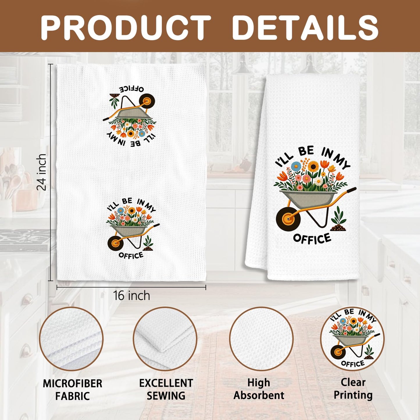 Funny Gardener Gardening Kitchen Towels, Plant Lover Mom Lady Gifts Dish Towels for Kitchen Drying, Gardener Gifts for Women Hand Towels for Bathroom, 16x24 in