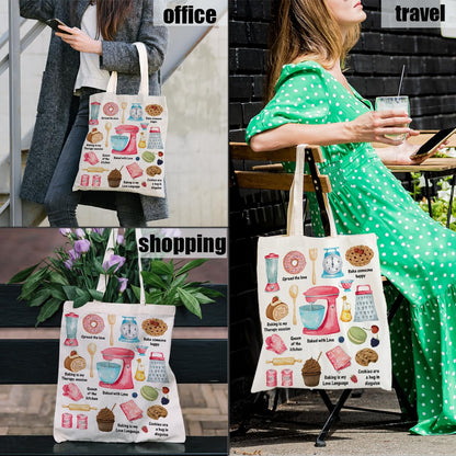 Baking Gifts Tote Bag, Baking Lover Canvas Tote Bag for Pastry Chef Bakers Mom Bake Cooking Gifts