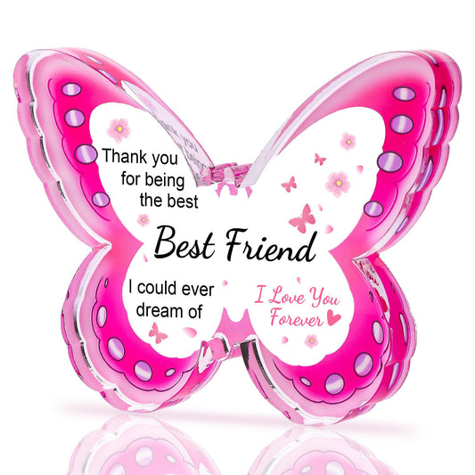 Birthday Gifts for Women, Best Friend Friendship Birthday Gifts for Women Christmas Ideas Funny Friends, Unique Best Bestie Special Decorations - Acrylic Butterfly Plaque 4.33 x 3.26 x 0.47 inch
