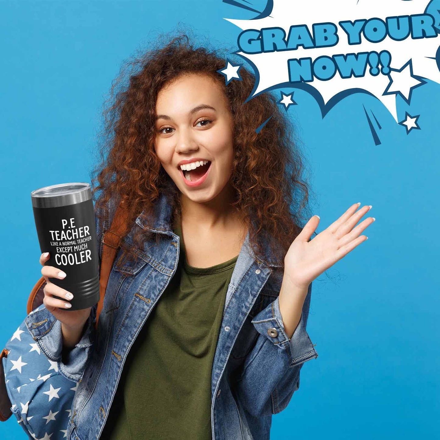Teacher Black Edition Viking Tumbler 20oz - p.e teacher like a normal teacher - Funny Physical Education Coach Gym Teacher Appreciation Student Class of 2022 Back to School