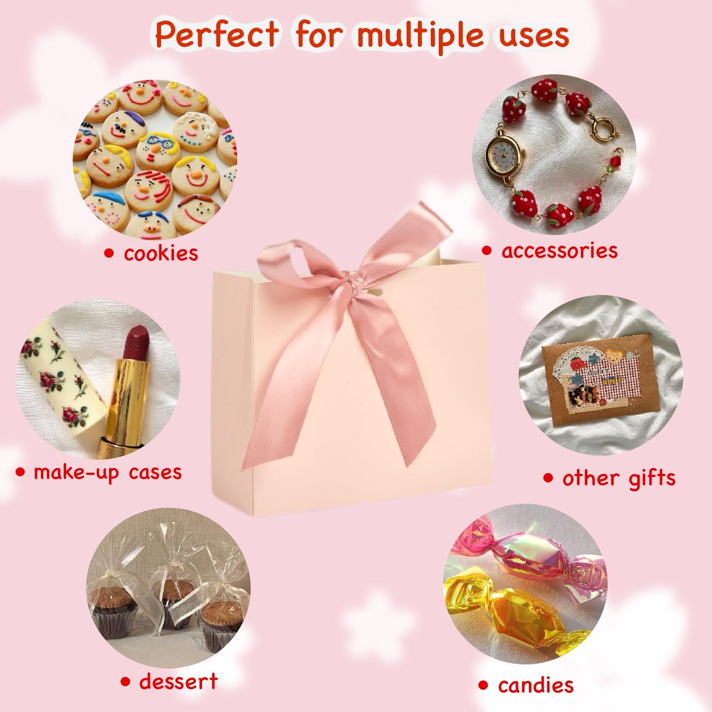 24Pack Small Gift Bags, Mini Party Favor Bag Treat Box with Bow Ribbon,Party Favors Goodie Bags For Wedding,Birthday,Baby Shower Favor, Bridal Shower(4.5x1.8x3.9 Inch) (PINK)