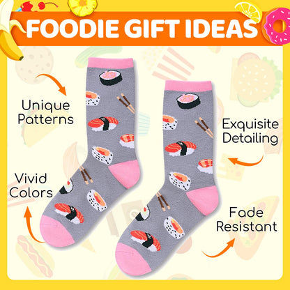 HAPPYPOP Funny Socks for Women - Donut Popcorn Sushi Gifts, Taco Pizza Pickle Socks