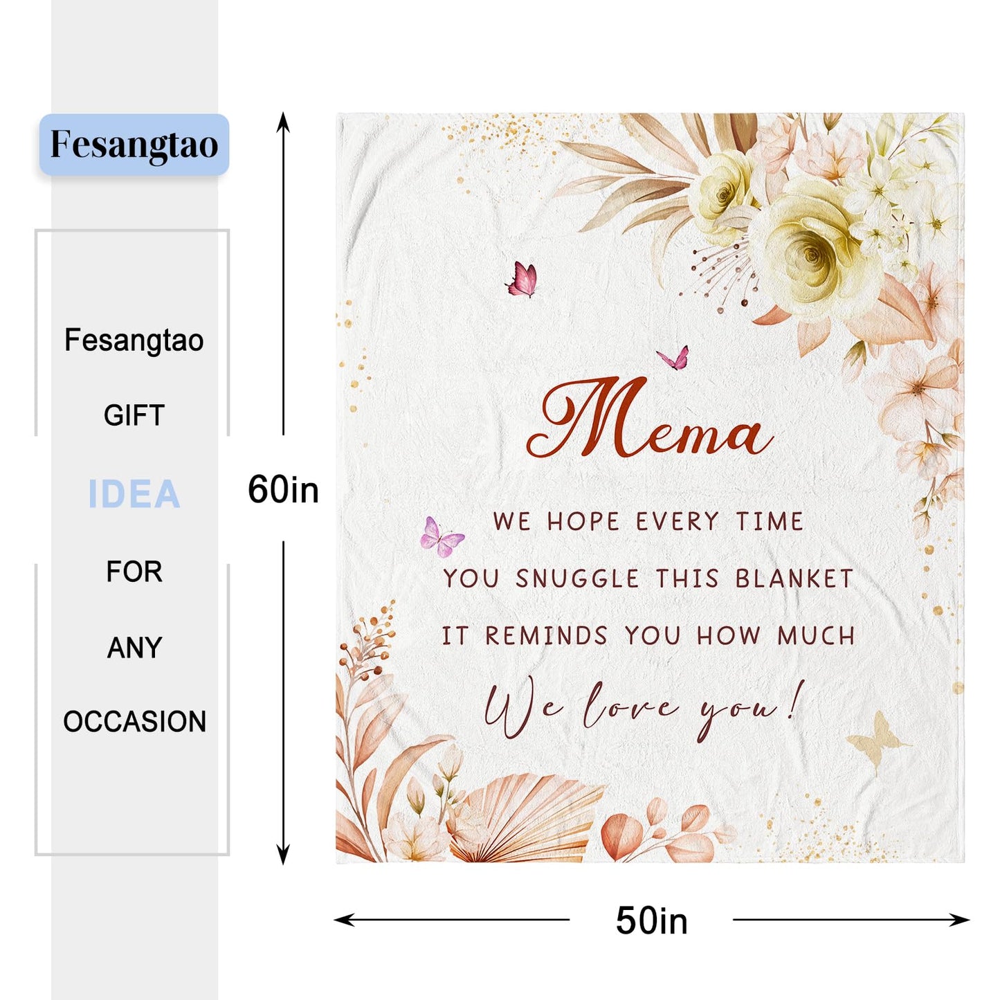 Mema Gifts for Grandma - Gifts for Mema - Mema's Gift from Grandchildren/Grandkids - Best Memas Ever Gift for Retirement Birthday Blanket 60"X50"