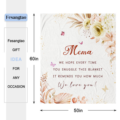 Mema Gifts for Grandma - Gifts for Mema - Mema's Gift from Grandchildren/Grandkids - Best Memas Ever Gift for Retirement Birthday Blanket 60"X50"