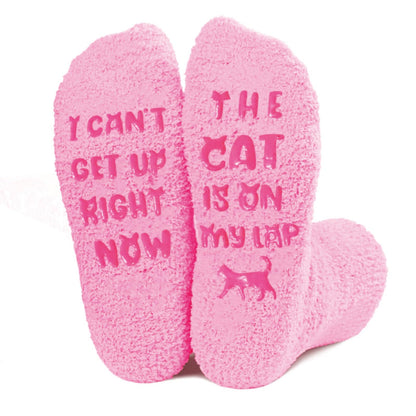 Mothers Day Gifts for Mom Grandma Wife- Funny Cat Mom Fuzzy Slipper Socks