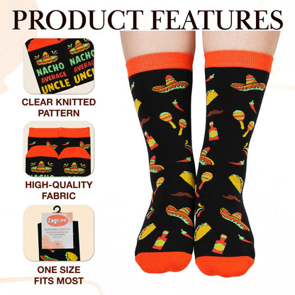 ZAGKOO Fathers Day Gift for Papa Dad Uncle Grandpa Brother Nephew - Nacho Sock for Men, Mothers Day Gifts for Mom Daughter