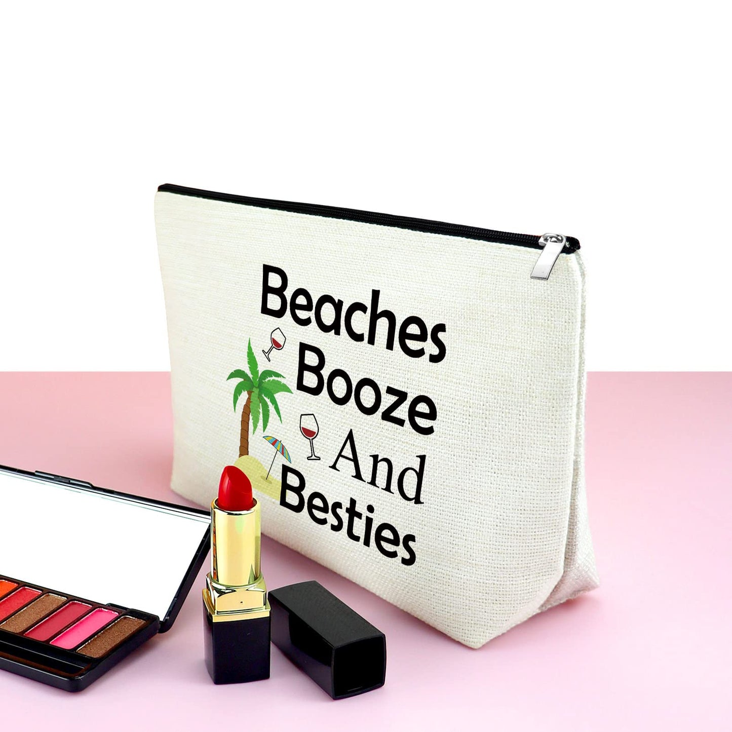 Mxrymvu Beach Gifts for Women Friends Makeup Bag Beach Lover Gifts Cosmetic Bag Funny Vacation Gift Seaside Themed Pouch for Women Besties Birthday Christmas Graduation Present Travel Makeup Pouch