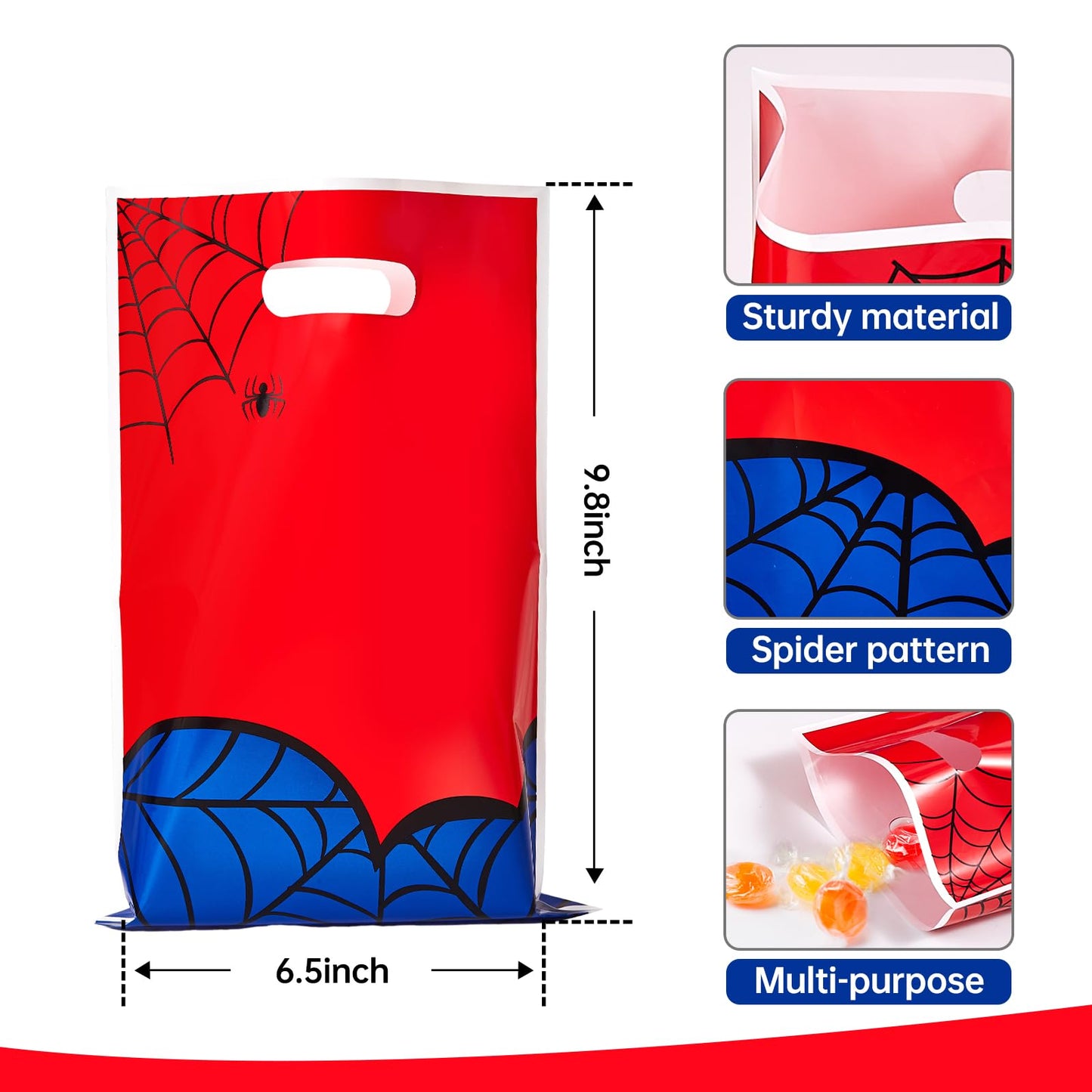 Yzzhaoo 30 Pcs Spider Goodie Bags Party Favors Bags with Handles for Birthday Party Theme Chiristmas Halloween Candy Bag Treat Cookie Gift bags