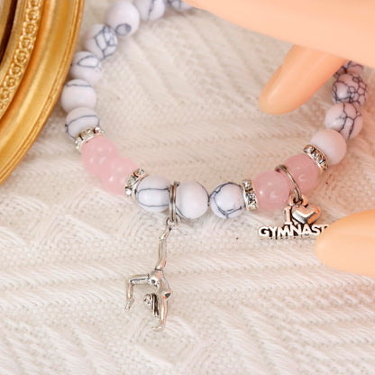 HUTIMY Gymnast Gifts for Women Female Cute Gymnastic Coach Jewelry Beads Gymnastics Bracelet