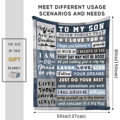 Gifts for Son Blanket from Mom Dad - Son Christmas Birthday Gift Adult - Ultra Soft Plush Throw Present Ideas for Bedding Sofa - 60"x50"