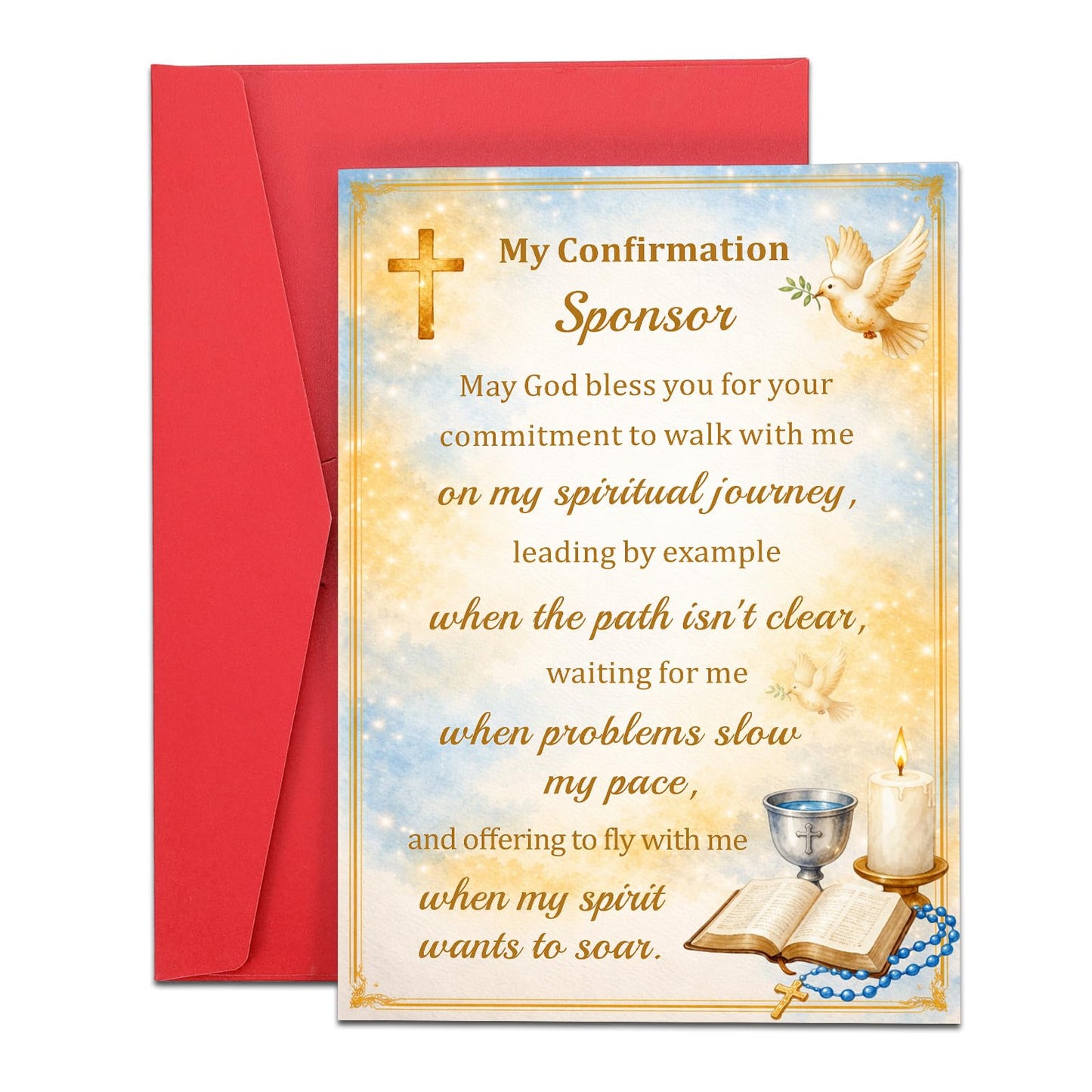 Perleddom Confirmation Sponsor Card - Confirmation Sponsor Gifts for Women Men Sponsors Appreciation Gifts for Him Thank You Card for Godfather Godmother Catholic Christian Cards Gift for Women Men