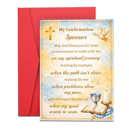 Perleddom Confirmation Sponsor Card - Confirmation Sponsor Gifts for Women Men Sponsors Appreciation Gifts for Him Thank You Card for Godfather Godmother Catholic Christian Cards Gift for Women Men