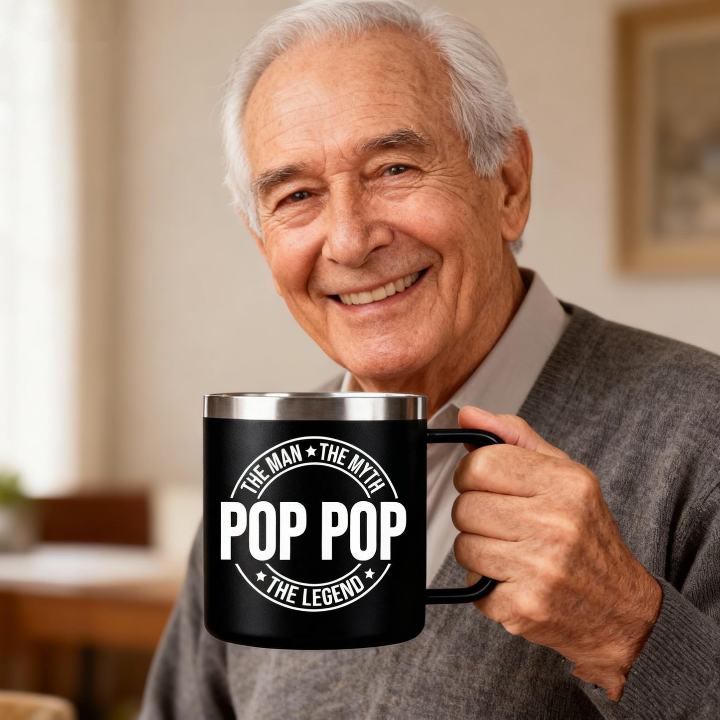 Pop Pop Gifts, Pop Pop The Man The Myth The Legend Coffee Mug, Father's Day Birthday Gifts for Grandpa Dad Papa from Grandkids, Papa Cups 14 Oz