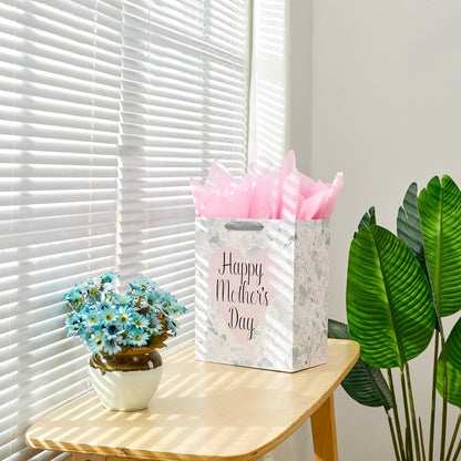 SUNCOLOR 13" Large Gift Bag with Tissue Paper for Mother's Day