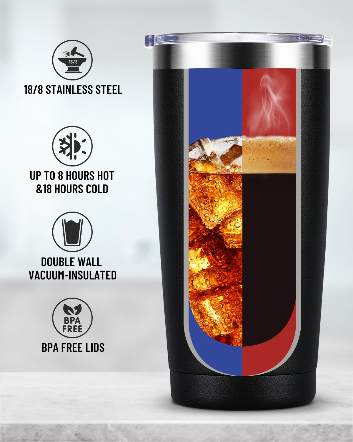 American Citizenship Gifts- 2026 Us Citizenship Gifts - Party Decoration - New US Citizen Gift 20oz Stainless Steel Insulated Tumbler, Black