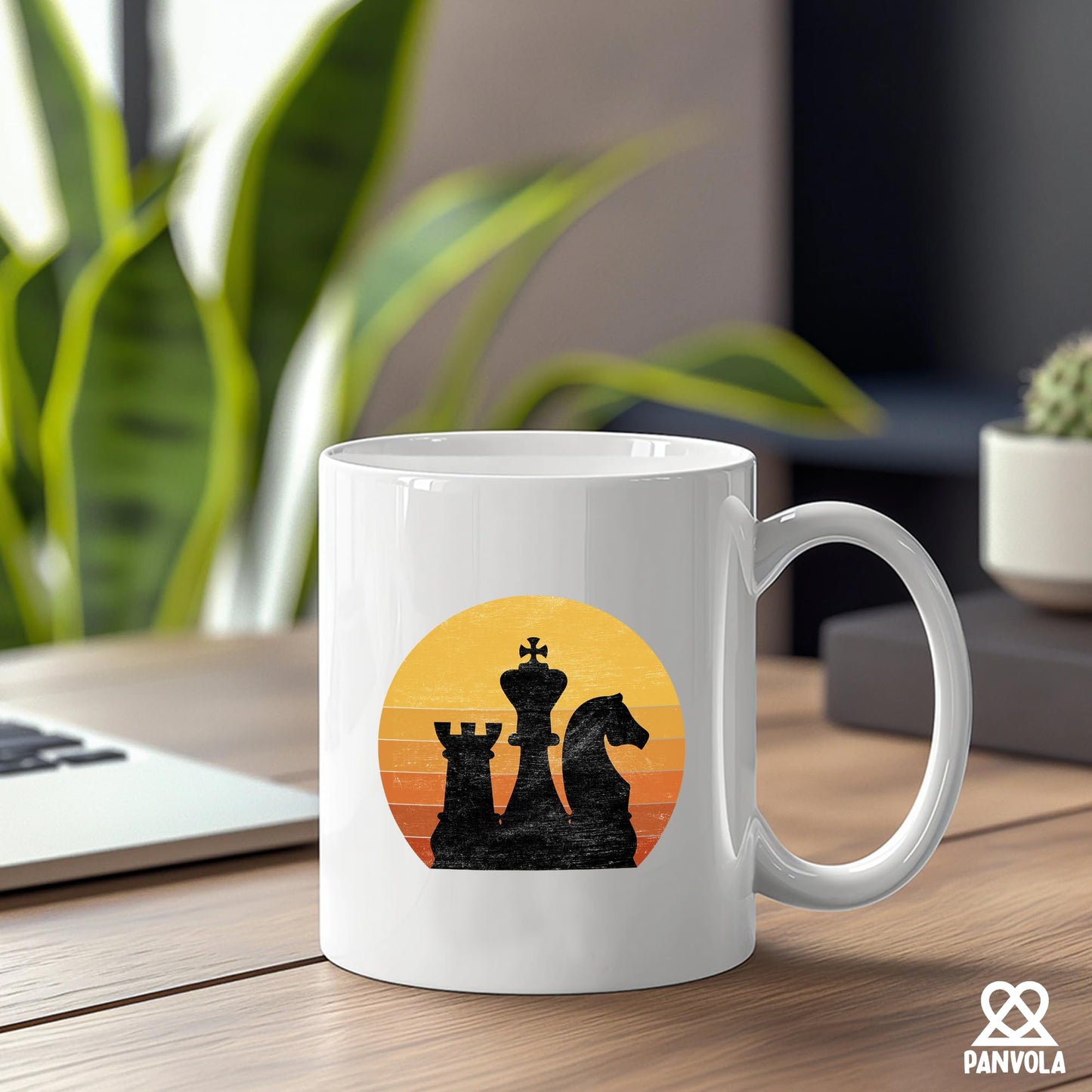 Panvola Vintage Chess Retro Sunset Retro Chess Gifts Player Coach Board Game Lover Dad Boyfriend Husband Brother Grandpa Uncle Novelty Drinkware Ceramic Mug 11 oz White