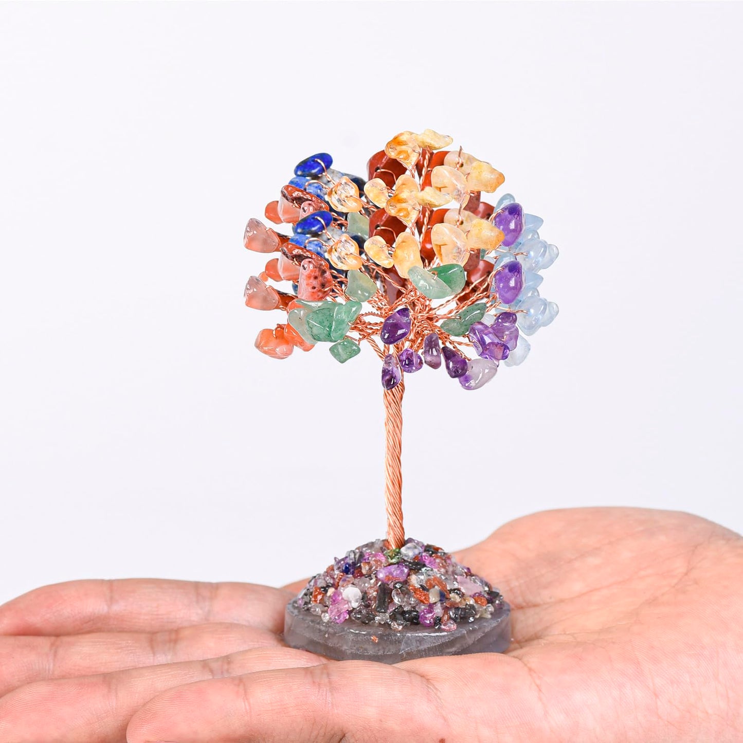 Seven Chakra Tree of Life,Money Dcorations,Crystals and Healing Stones,Reiki Positive Energy Gemstones 7 Chakra Tree,Purple Room Office Desk Feng Shui Decor Meditation Gifts for Women Men