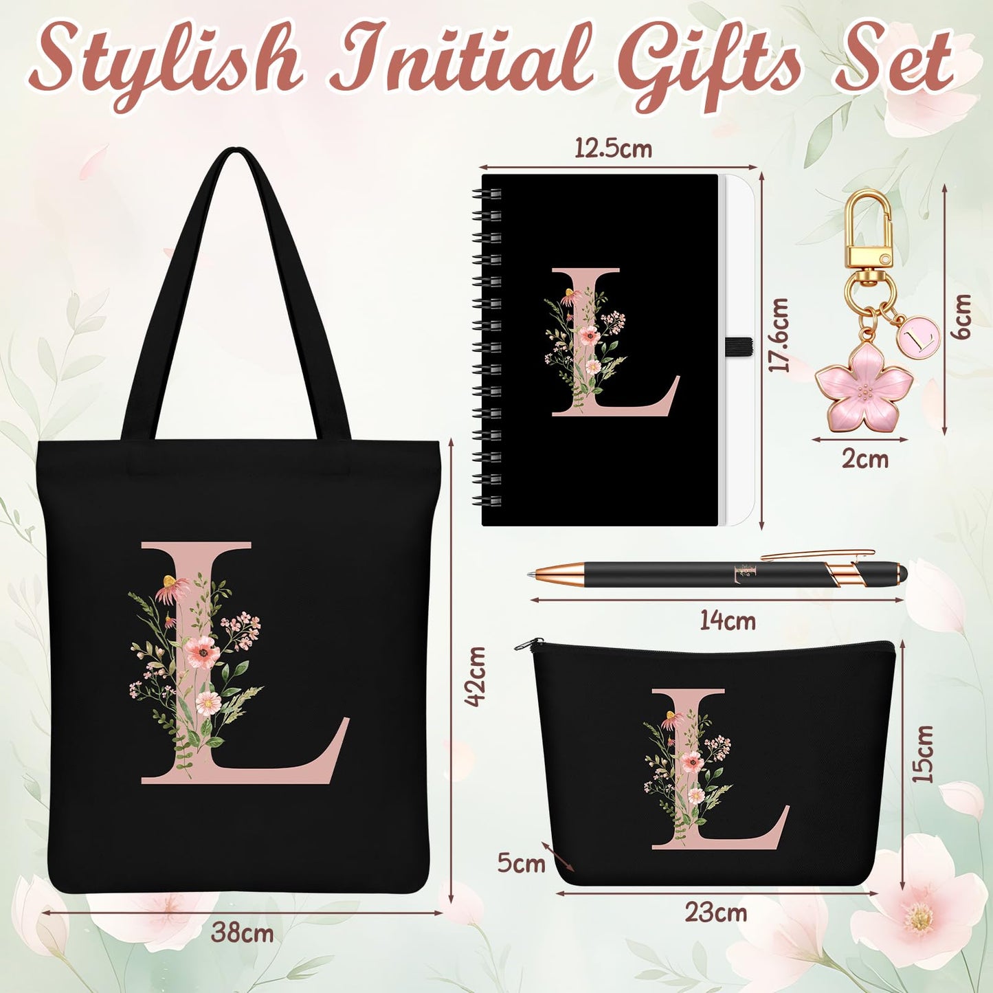 Talltalk 5 Pcs Personalized Women Gifts,Initial Tote Bag,Personalized Tote Bags,Graduation Gifts for Women