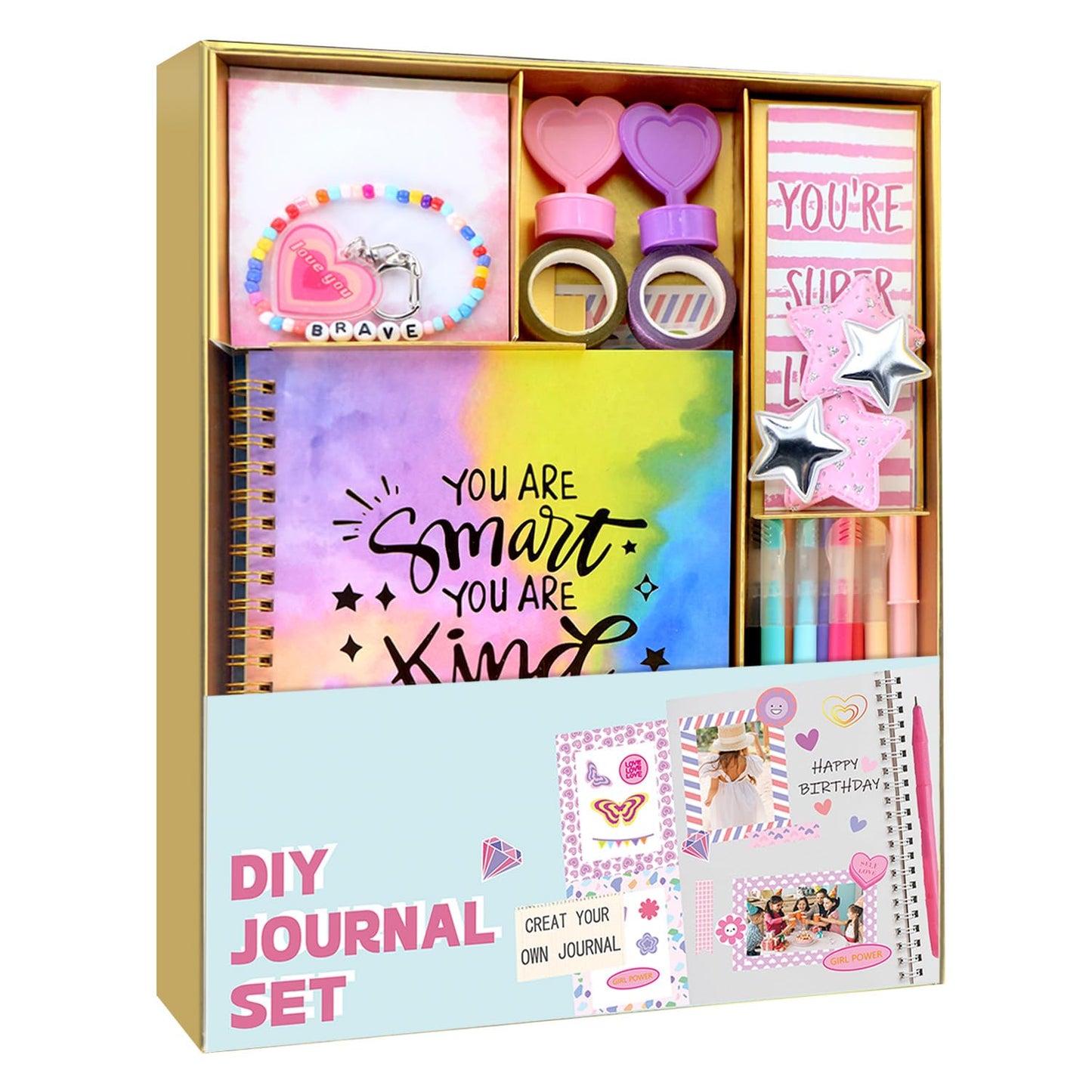 DIY Journal Kit for Girls Ages 8-12, 200+PCS Teen Tween Girl Gifts Trendy Stuff, Party Favors for Kids 8-12, Birthday Gift for Girls.