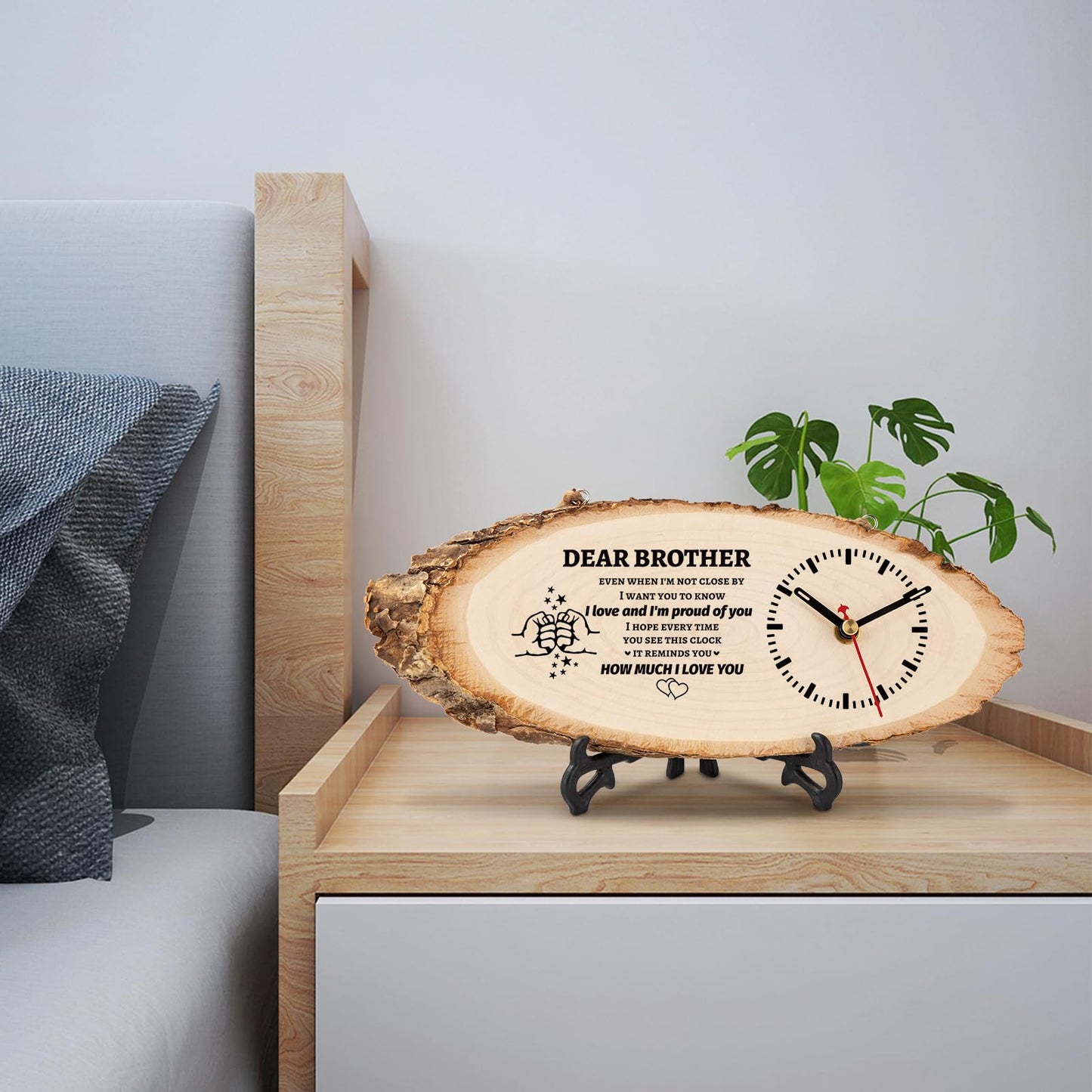 BeauGift Gifts for Brother, Wooden Clock Gift for Brothers from Sister Men Friend,Brothers Birthday Present for Brother in Law to My Brother