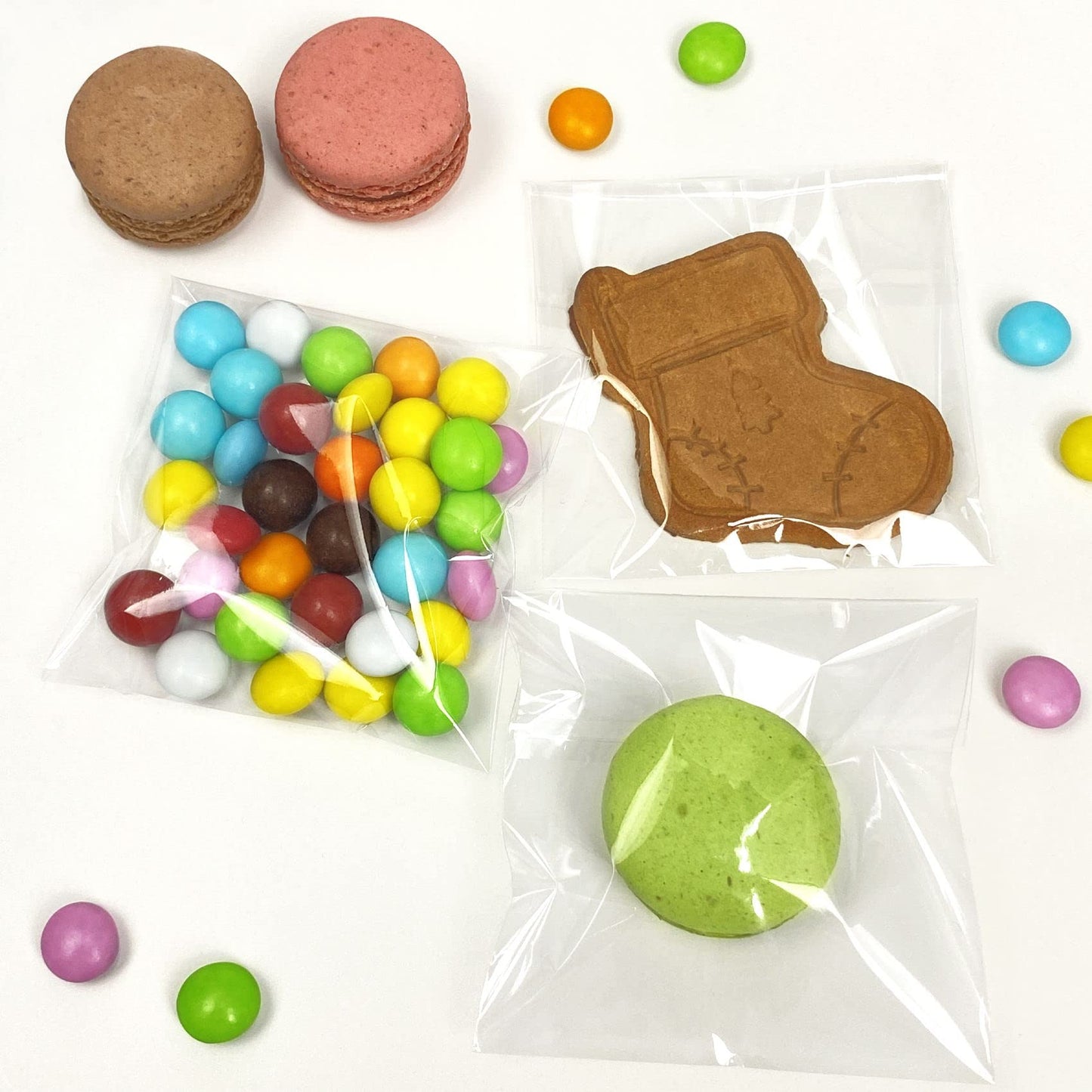 Morepack Self Sealing Cellophane Bags Self Adhesive,3x3 Inches Clear Resealable Cellophane Bags 200Pieces (Mini Size)