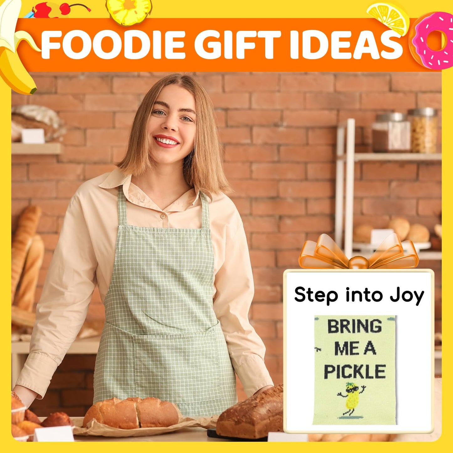 Zmart Food Socks for Women - Hot Dog Popcorn Ice Cream Gifts, Pickle Donut Pizza Socks