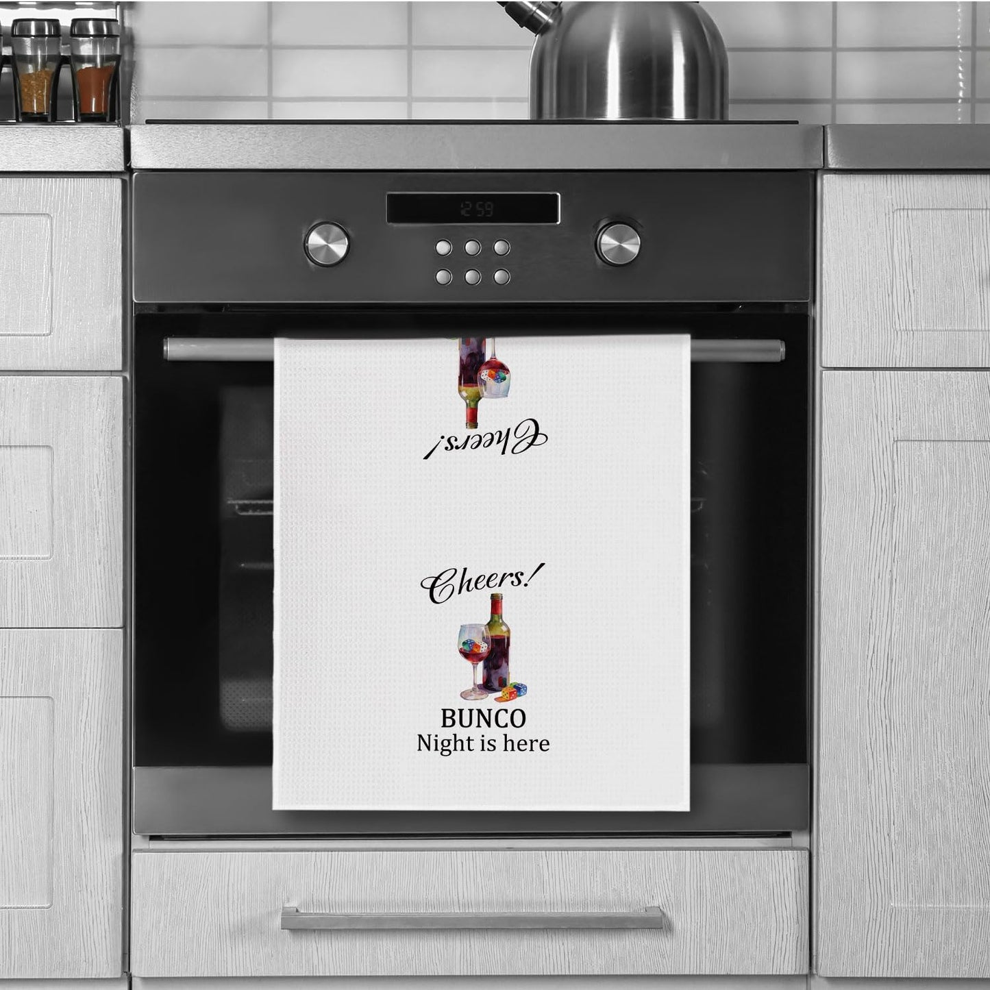 Funny Bunco Night Wine Kitchen Towels Decorative, Gifts for Wine Lovers Drinkers, Bunco Gifts Dish Hand Tea Towels for Kitchen Bar Cart Club, 16x24 Inch