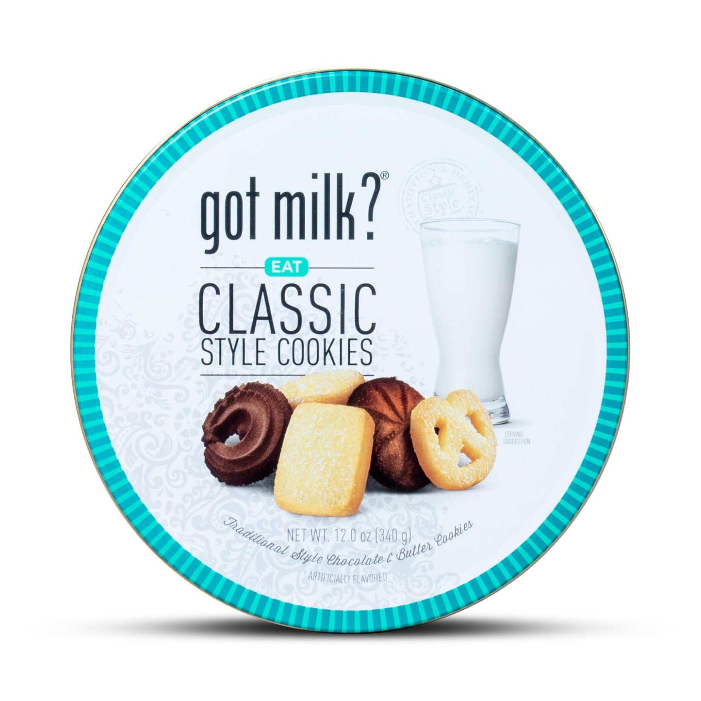 got milk? Classic Style Cookies, Chocolate & Butter Cookies, 12-Oz. Cookie Tin, Traditional Style Danish Butter and Chocolate Cookies for Dessert or Snack, Gift Tin, Retail Pack