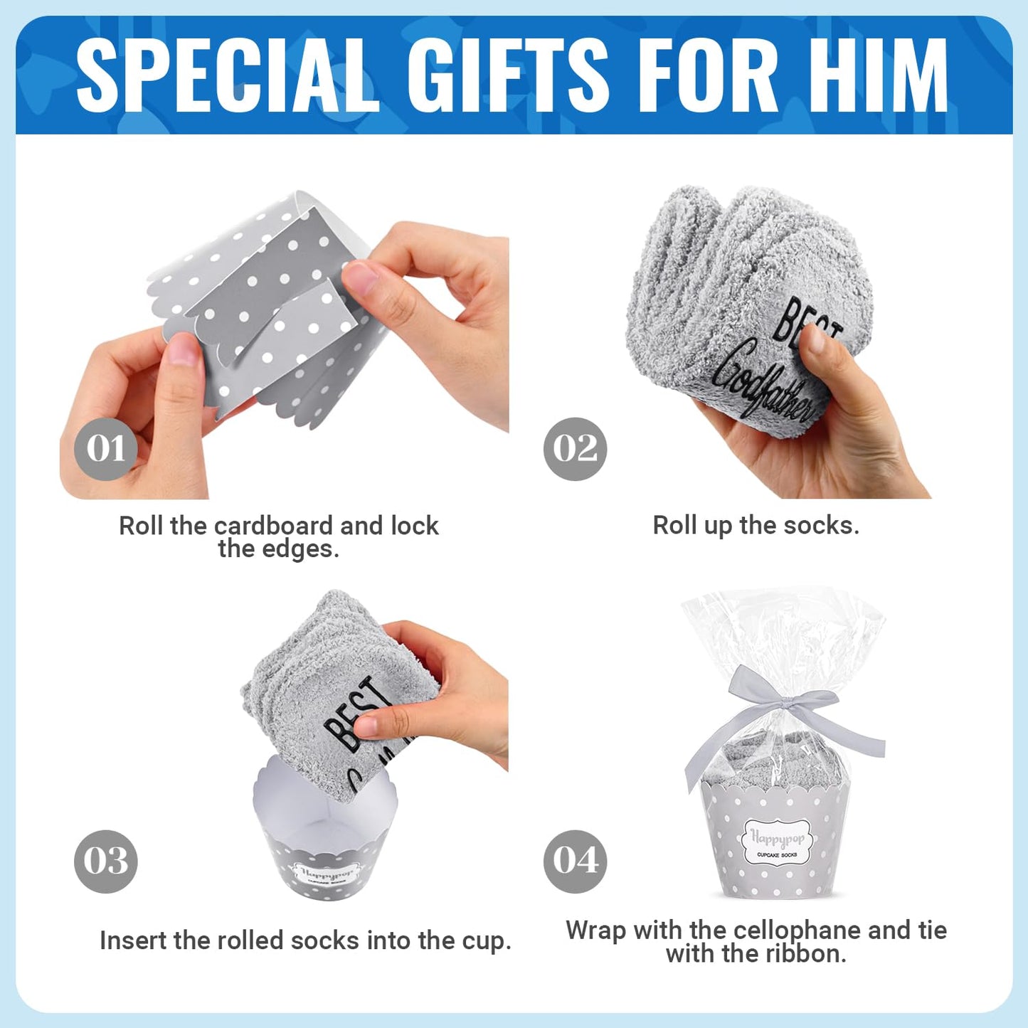 HAPPYPOP Fuzzy Socks for Men - Gifts for Grandson Nephew Cousin Godfather Father in Law