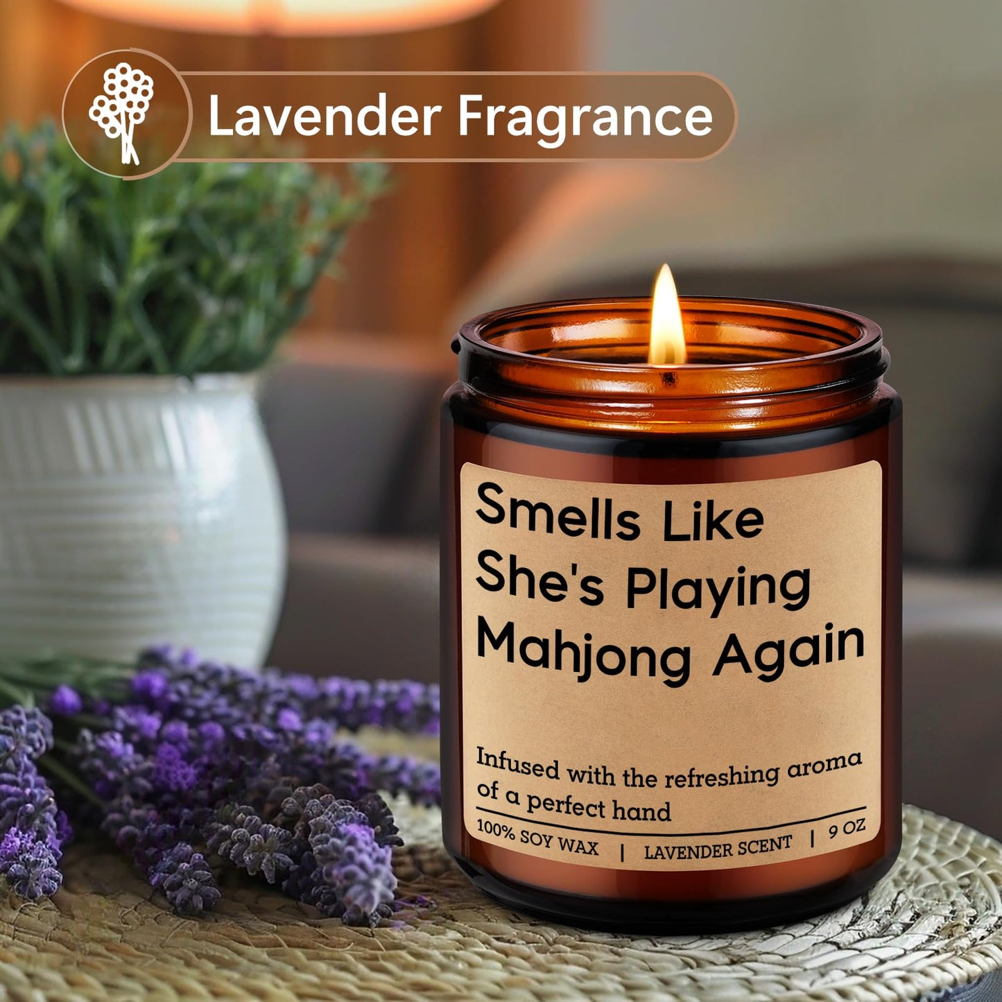 LEADO Funny Playing Mahjong Candle, Mahjong Gifts for Women - Mah Jongg Accessories, Gifts for Mahjongg Players & Lovers - Mahjongg Party Supplies, Birthday Decorations for Friend, Hostess, Mom, Girls