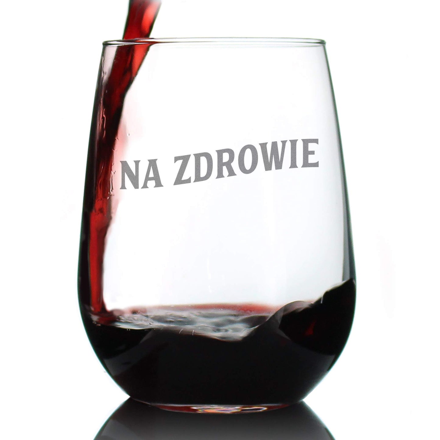 Bevvee Na Zdrowie Polish Cheers - Stemless Wine Glass - Cute Poland Themed Gifts or Party Decor - Large 17 Ounce