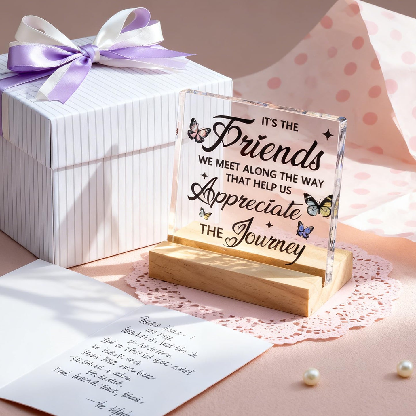 New Friendship Gifts for Women Birthday Gift for Friends Female Women Inspirational Encouragement Desk Decor for Friend Long Distance Friendship Gift