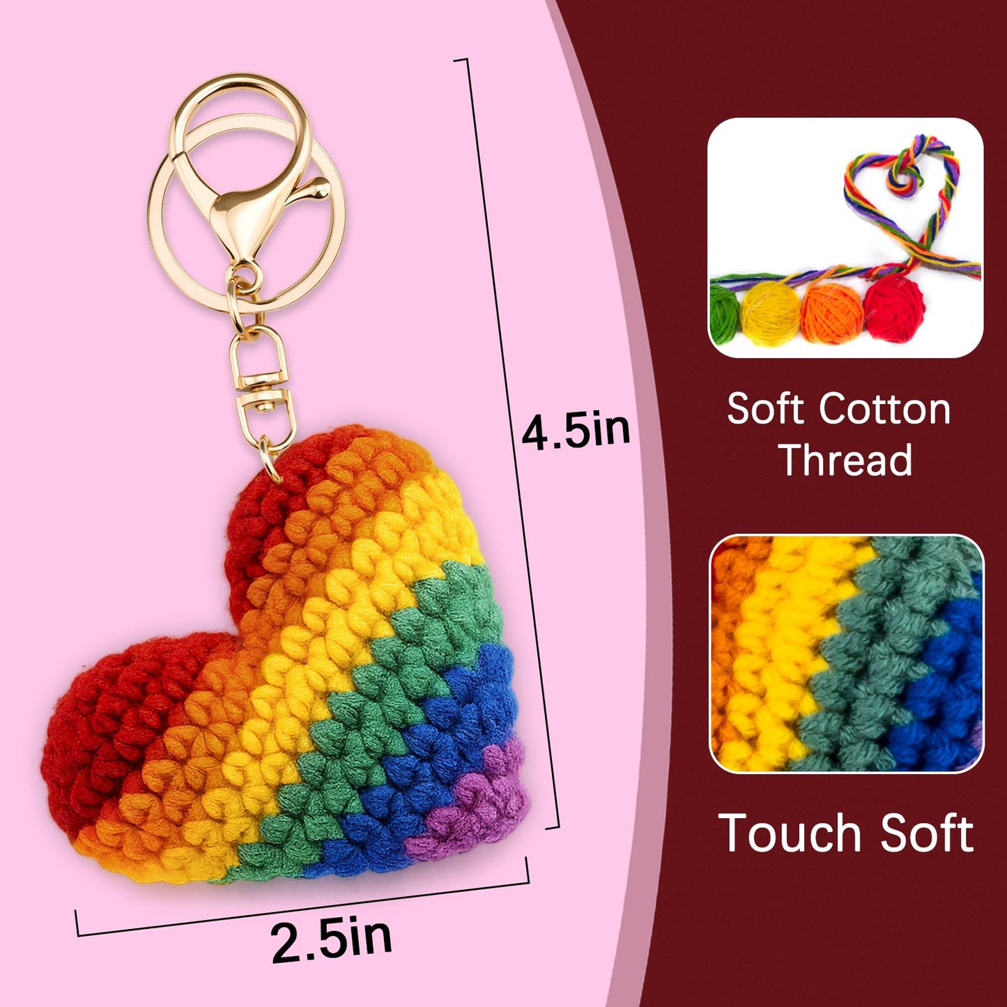 Lesbian Stuff LGBTQ Gifts for Girlfriend Boyfriend Crochet Rainbow Keychain Lesbian Gifts Gay Pride Accessories