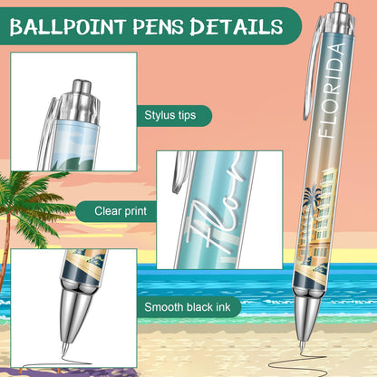 Sayglossy 15 Pcs Florida Travel Ballpoint Pens Florida Souvenirs Gifts American Travel Pen Bulk Retractable USA Souvenirs for Office Supplies Gifts