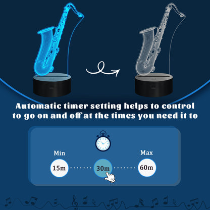 CoolGift Mart Saxophone Night Light, 3D LED Optical Illusion Lamp with 16 Colors and Remote Controller, Gifts for Saxophone Enthusiasts Music Lovers