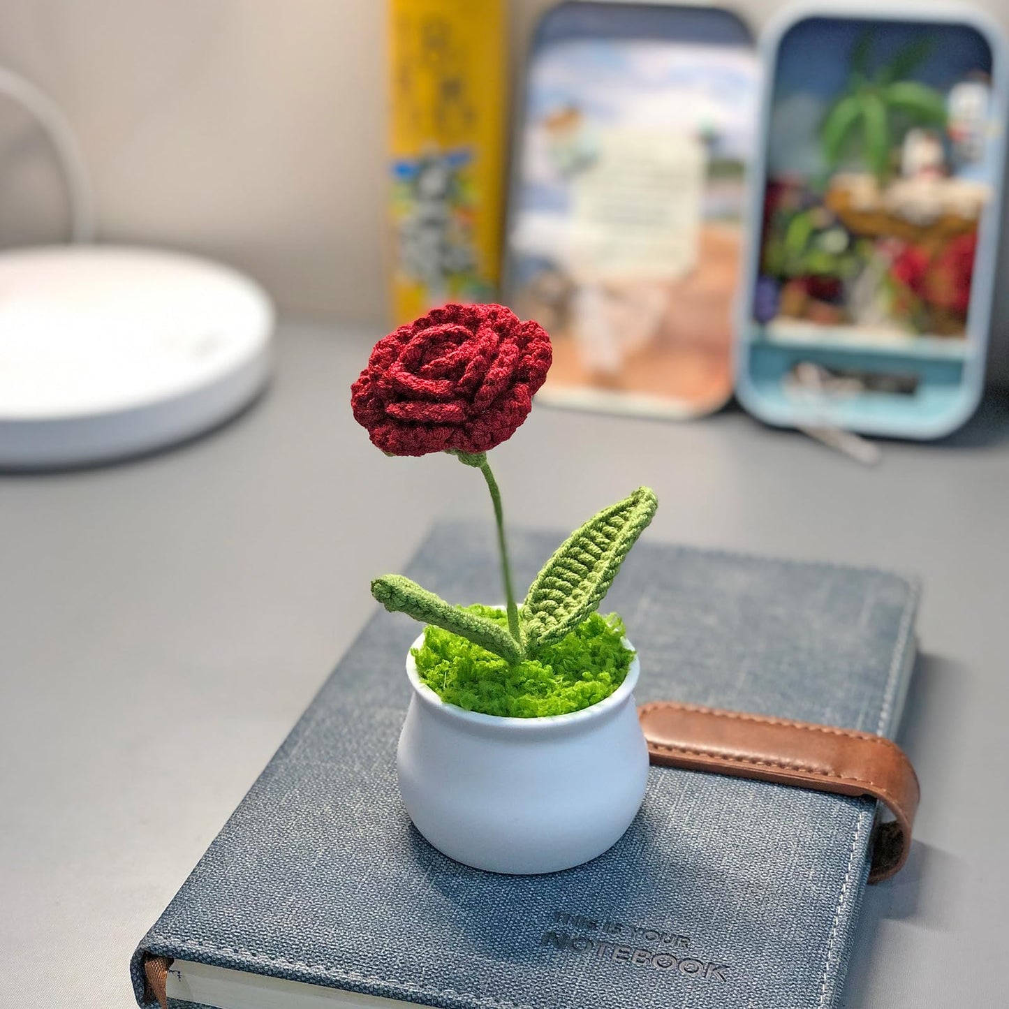 Joekaran Crochet Flowers Cute Rose Gifts for Girlfriend, Boyfriend Valentines Birthday Gifts for him her, Wedding, Anniversary, Christmas Romantic Couples I Love You Gift from Husband(Burgundy Rose)