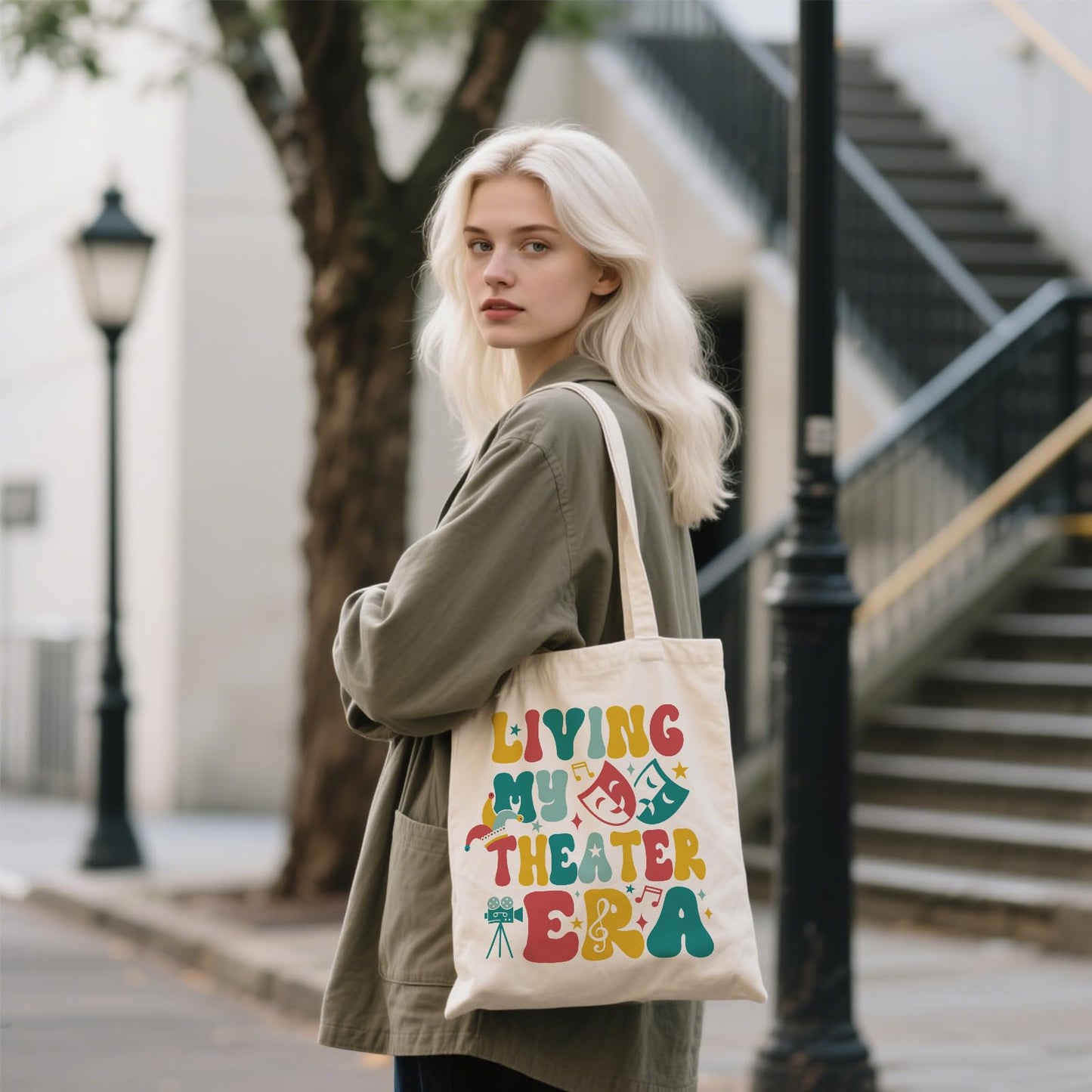 Aesthetic Canvas Tote Bag for Women - with Magnetic Snap Closure & Zipper Inner Pocket Reusable Bag for Shopping