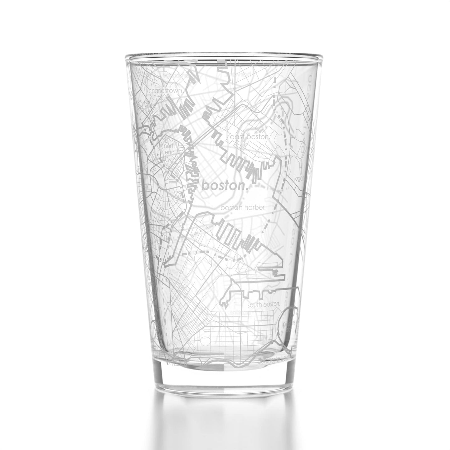 Well Told Engraved Boston Massachusetts Map Pint Glass, Etched Beer Gift (16 oz, Clear) City Map Pint, Custom City Glassware, Gifts For Beer Lovers