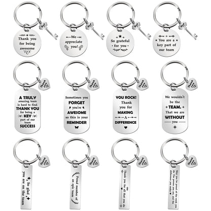 Kathfly 12 Pcs Employee Appreciation Gifts for Coworker Thank You Keychain Bulk for Teacher Nurse Staff Volunteer