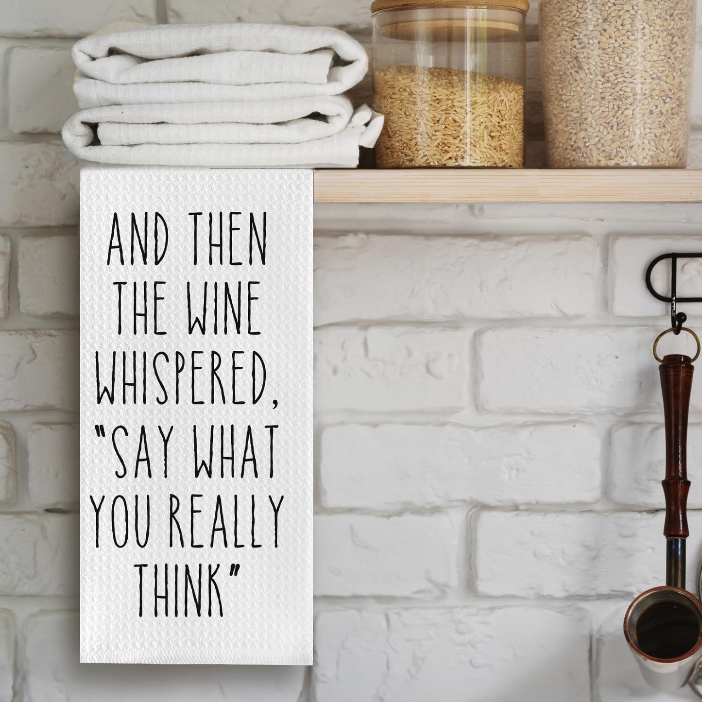 Wine Lovers Dish Towel - Funny Decorative Waffle Weave Kitchen Towels, Tea Hand Towel for Women, Housewarming Gift,16 X 24