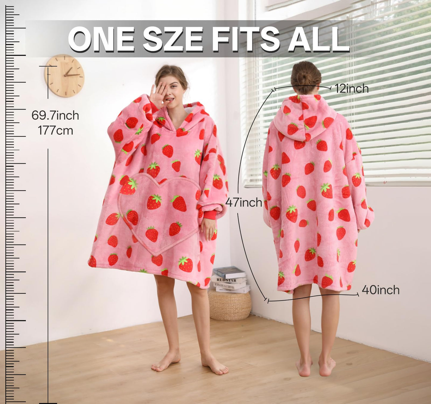 Wearable Blanket Hoodie, Women Oversized Fluffy Hoodies Blanket,Warm Cozy Sherpa Sweatshirt Gift,One Size for All