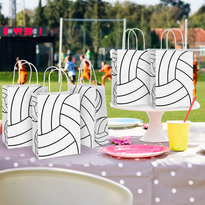 Hxezoc 12 Pieces Volleyball Gift Bags with Handle, Paper Treat Candy Bag Sport Favor Bags for Volleyball Theme Birthday Party Decoration Supplies