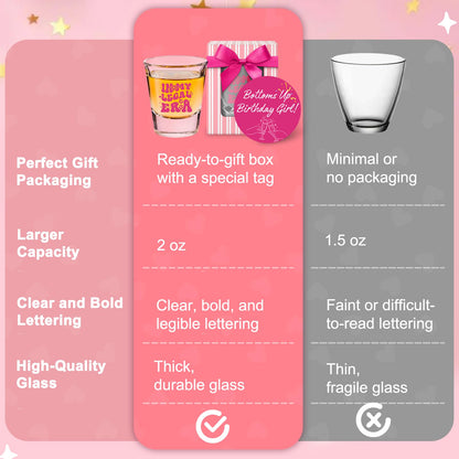 LOVEVOYAGE 21st Birthday Gift for Her - In My Legal Era 21st Birthday Shot Glass with Gift Box, Pink 2005 Turning 21 Bday Presents & Decorations for Daughter, Sister, Friend